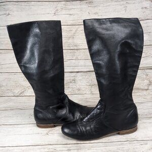 Frye Jillian Black Leather Pull On Knee High Equestrian Boots Women Size 8.5